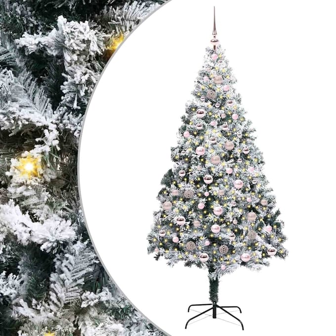 vidaXL - Kunstkerstboom - Wit - 210 - cm - PVC - en - Staal - en - Kunststof