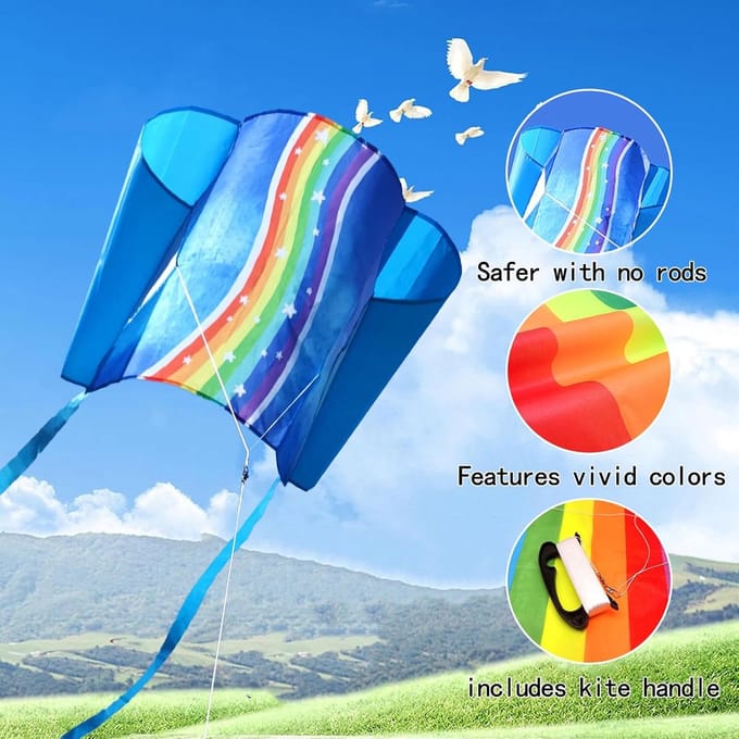 Zakvlieger - Compacte Vlieger - Buiten Spelen - Eenvoudig Vliegen - Groot Formaat - Regenboog