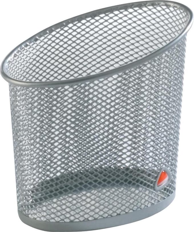 Alba pennenpotje in mesh metaal, zilvergrijs