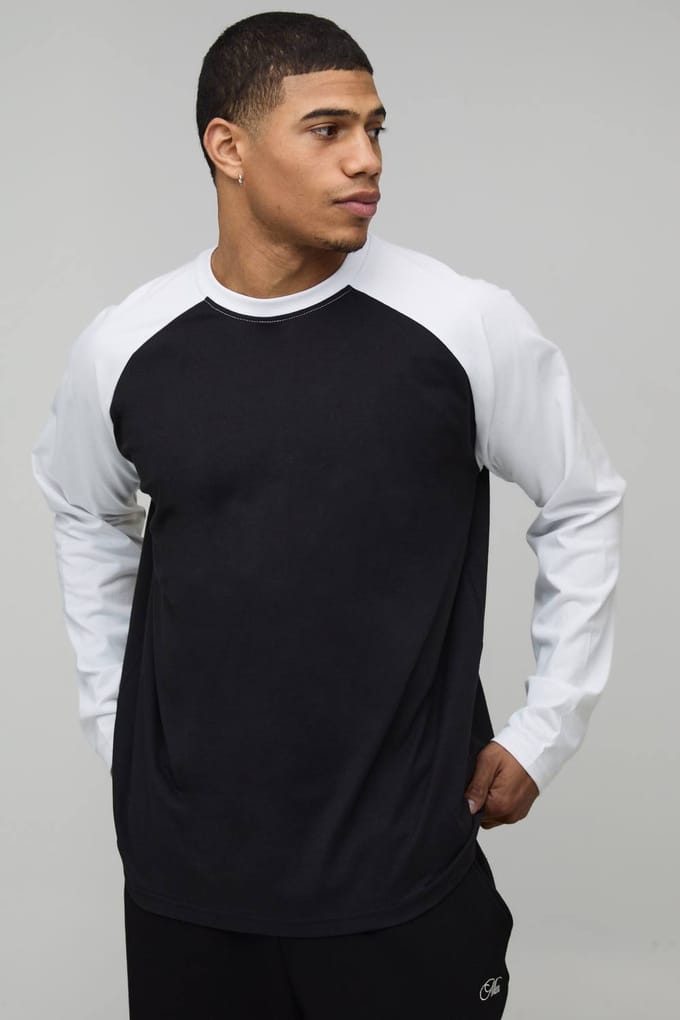 Oversized Raglan Long Sleeve T-Shirt | Black | Size XL