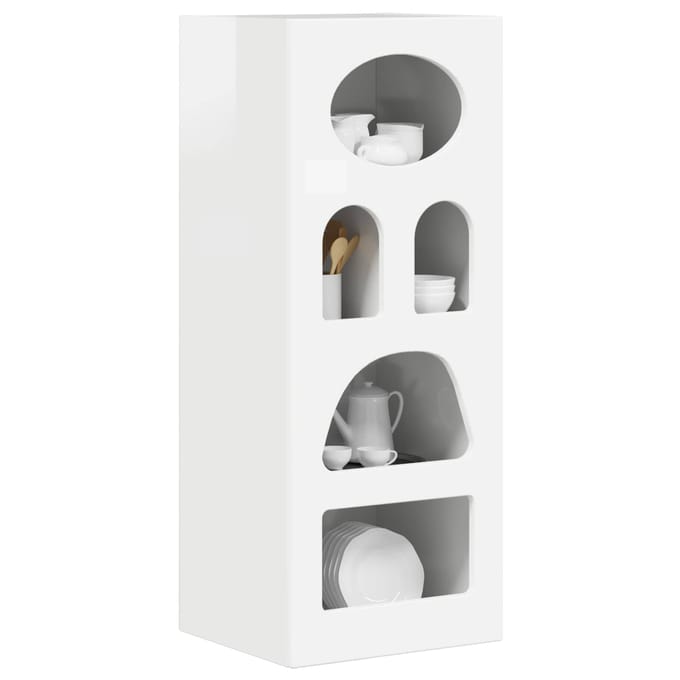 vidaXL - Dressoir - ELST - Hoogglans - wit - 40 - x - 35 - x - 100,5 - cm - Bewerkt - hout