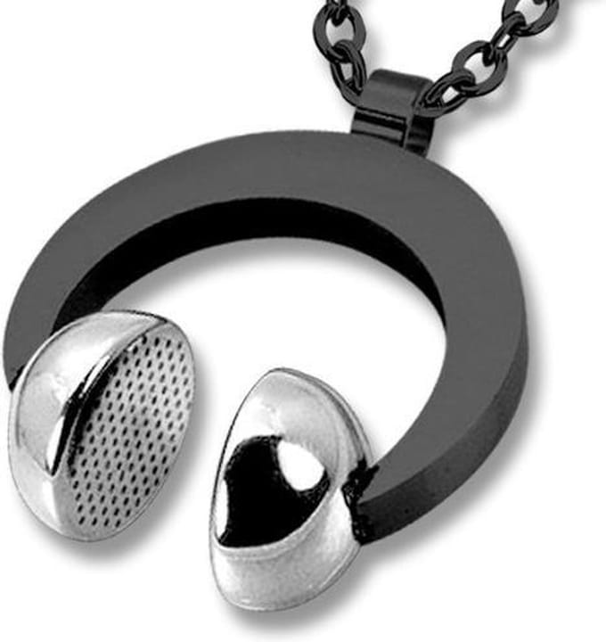 Amanto Ketting Emlyn Black - 316L Staal - Koptelefoon - 26x31mm - 60cm