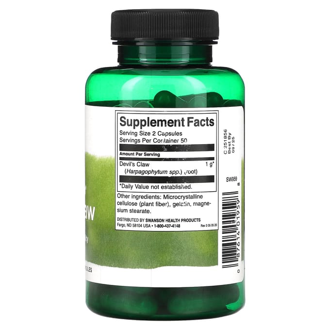 Volledig Spectrum Duivelsklauw, 500Mg, 100 Capsules