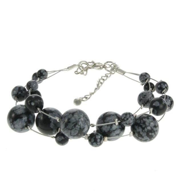 Behave - Armband - Zwart Grijze Halfedelsteen Kralen