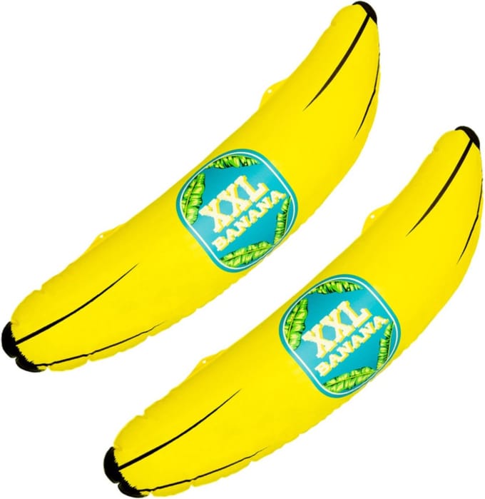 Opblaasbare fruit banaan XL - 2x - 71 cm - groot formaat - fun opblaasartikelen - Carnaval verkleed artikel