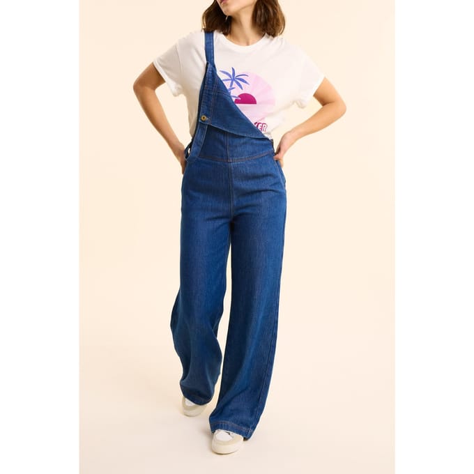 ICode Dark Blue Denim Wide-leg Dungarees Authentic Dark Taglia: 44 | Tute Outlet | Donna | Blu