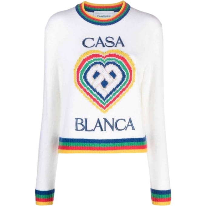 Casablanca Heart Casa Brand Trui Wit Gebreid