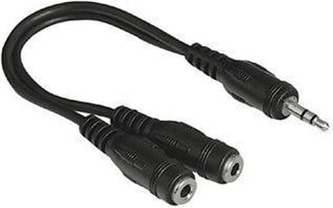 Hama 3.5 mm Jack Plug, Stereo -2 x 3.5 mm Jack Socket, Stereo audio kabel 0,2 m 2 x 3.5mm 3.5mm Zwart