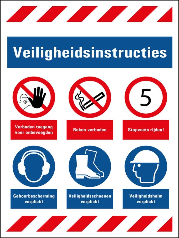 Bouw sticker veiligheidsinstructies 200 x 150 mm