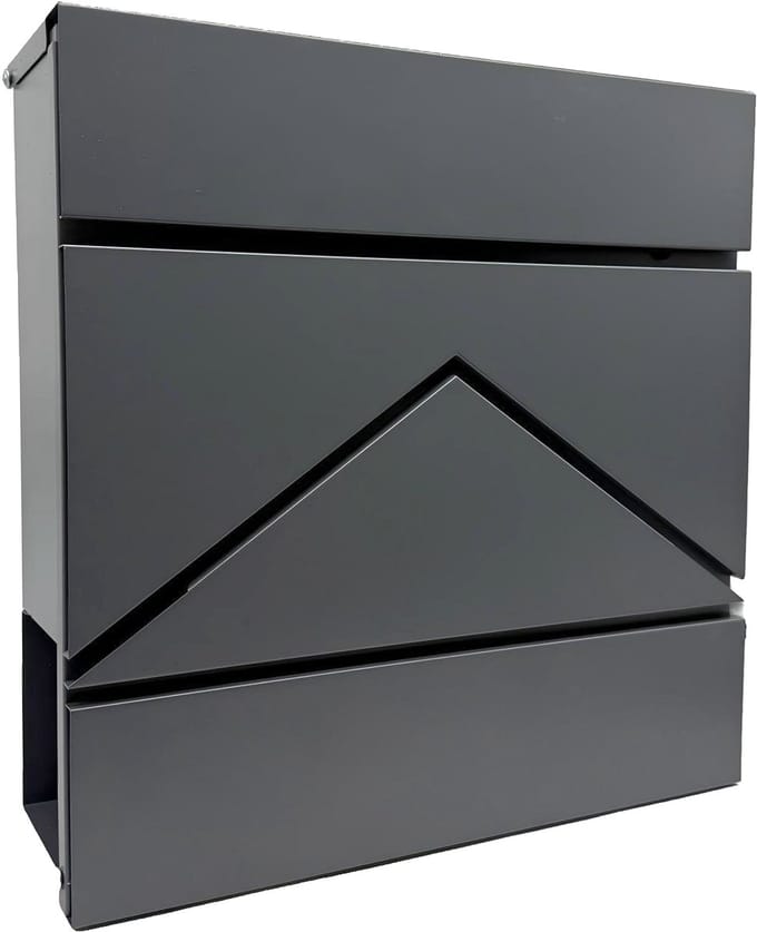 Brievenbus - 37x37x11 cm - met krantenvak - antraciet
