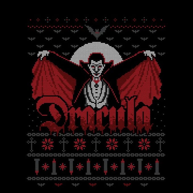 Universal Monsters Dracula Kerst T-Shirt - Zwart - 3XL