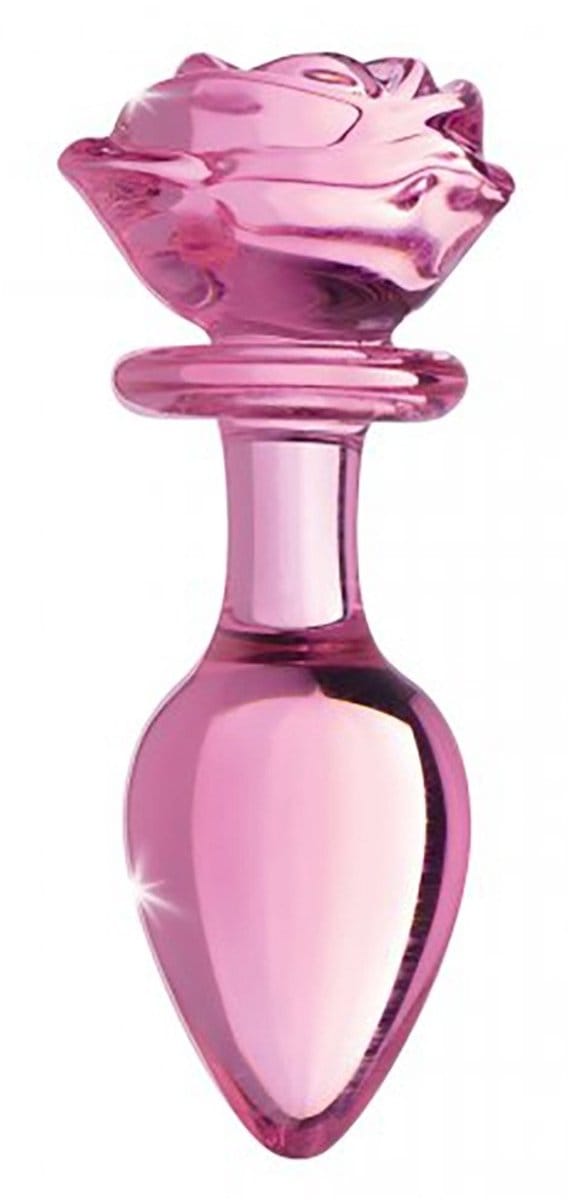 Xr Brands Booty Sparks - Buttplug - Glas - Met Roos - Roze - Large