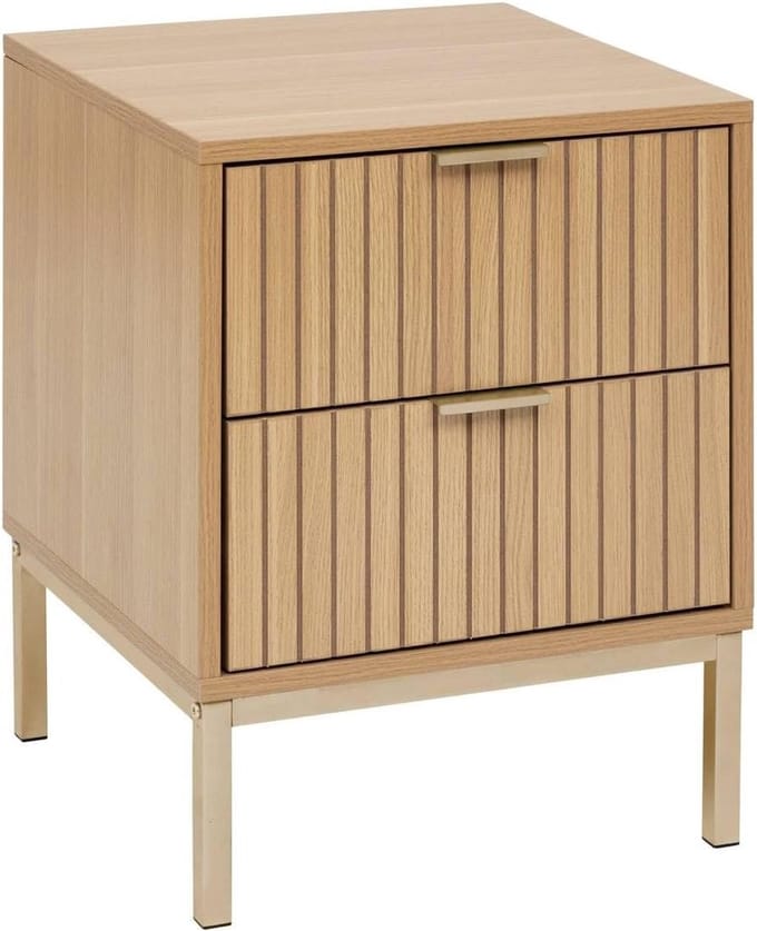 5five Tasso Nachtkastje - 2 Laden - Houtlook Beige
