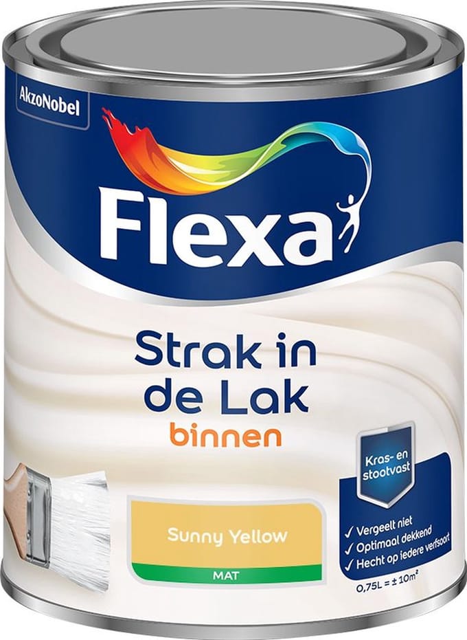 Flexa - Strak In De Lak Binnenlak Mat - Sunny Yellow - Mengverf - 750 Ml