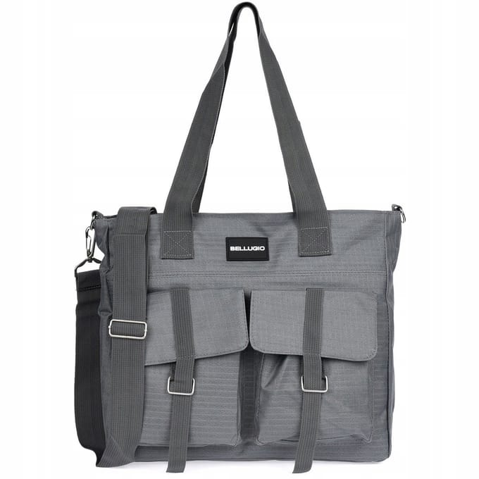 Bellugio Dames Handtas Werk - Grote Nylon Shopper Grijs