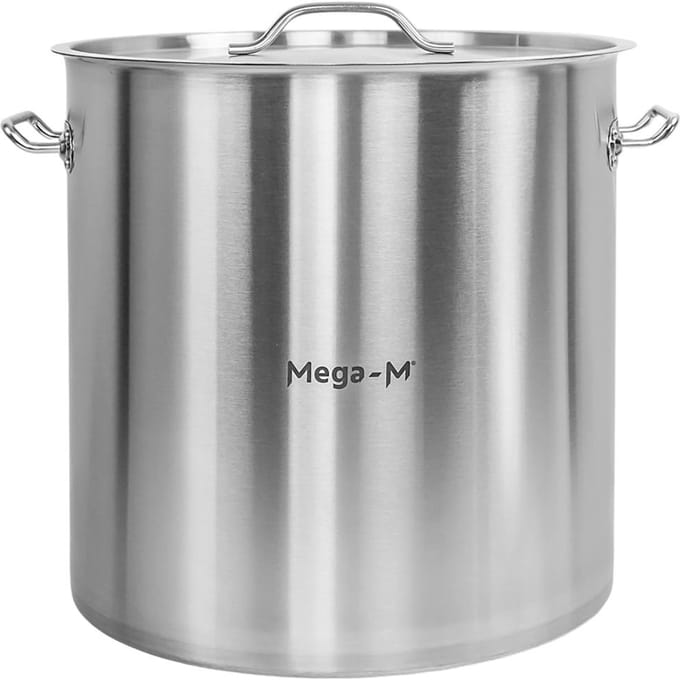 Mega-M STANDARD - Hoge Kookpan met Deksel - 71 L - RVS - Sandwichbodem