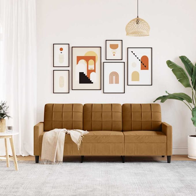 vidaXL - Driezitsbank - 180 - cm - fluweel - bruin