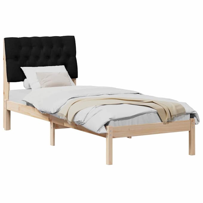 vidaXL - Bedframe - met - Gevoerde - Hoofdbord - Bruin - 75 - x - 190 - cm