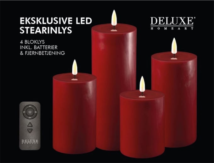 DELUXE HOMEART LED CANDLE REAL FLAME WARM RED GIFT SET