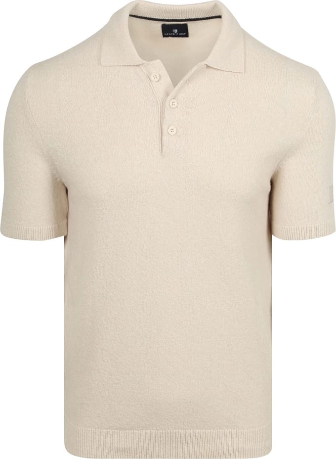 State of Art Polo Knitted Bouclé Ecru - Maat S - Heren