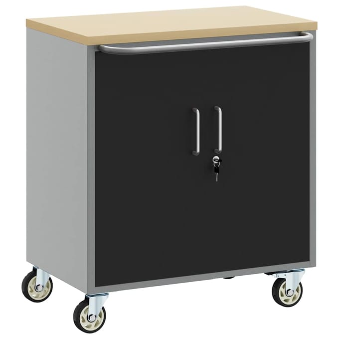vidaXL - Trolley - Rolling - Workbench - Zwart - en - Grijs - 75 - x - 45 - x - 85 - cm
