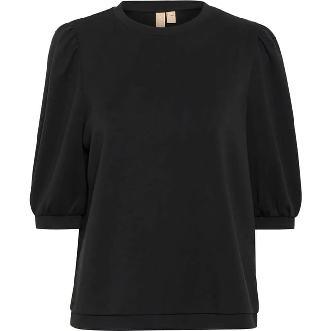 Blouse met korte mouwen Relaxed fit Blac
