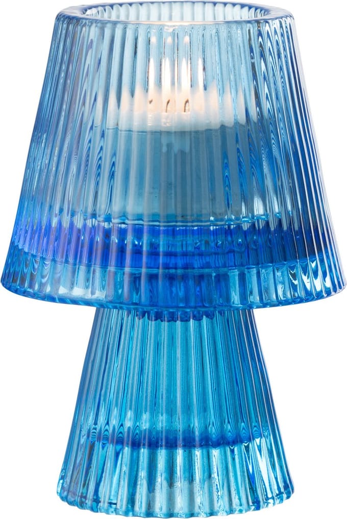 J-Line theelichthouder Hoed - glas - blauw