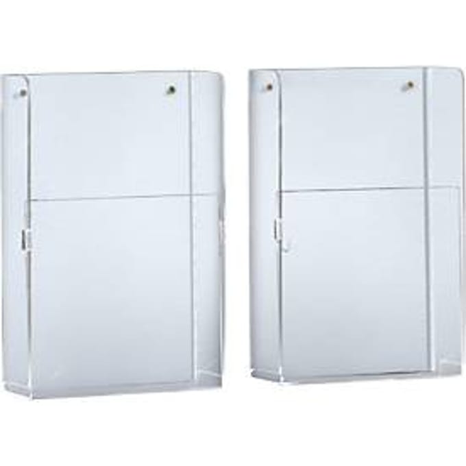 Wandfolderhouder - plexiglas - B 225 x D 75 x H 330 mm - transparant - voor A4 formaat - set van 2 stuks