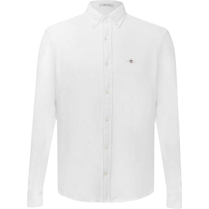 Gant Heren Pique Regular Lange Mouwen Shirt (Wit)