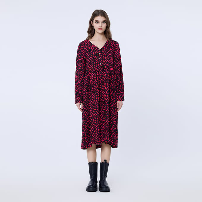 Retro-stijl losse shirt-jurk