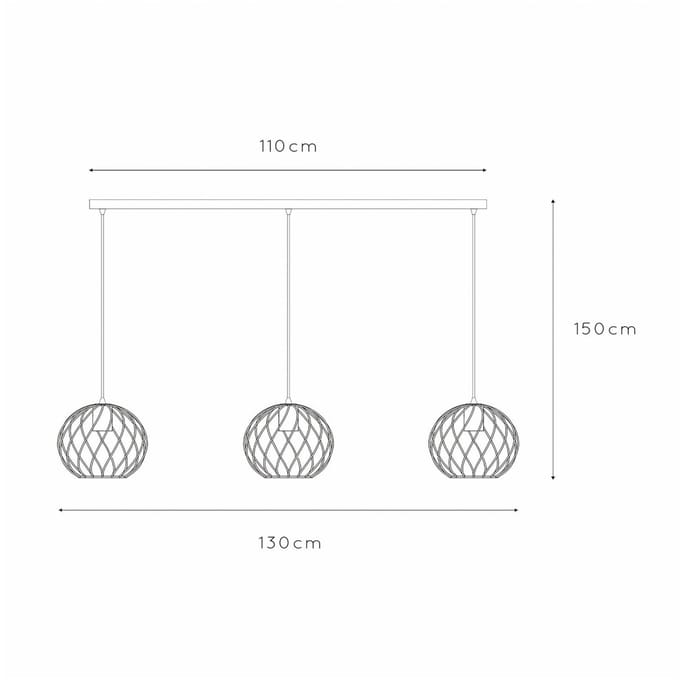 Lucide Hanglamp Danza, 3-lamps, langwerpig, zwart