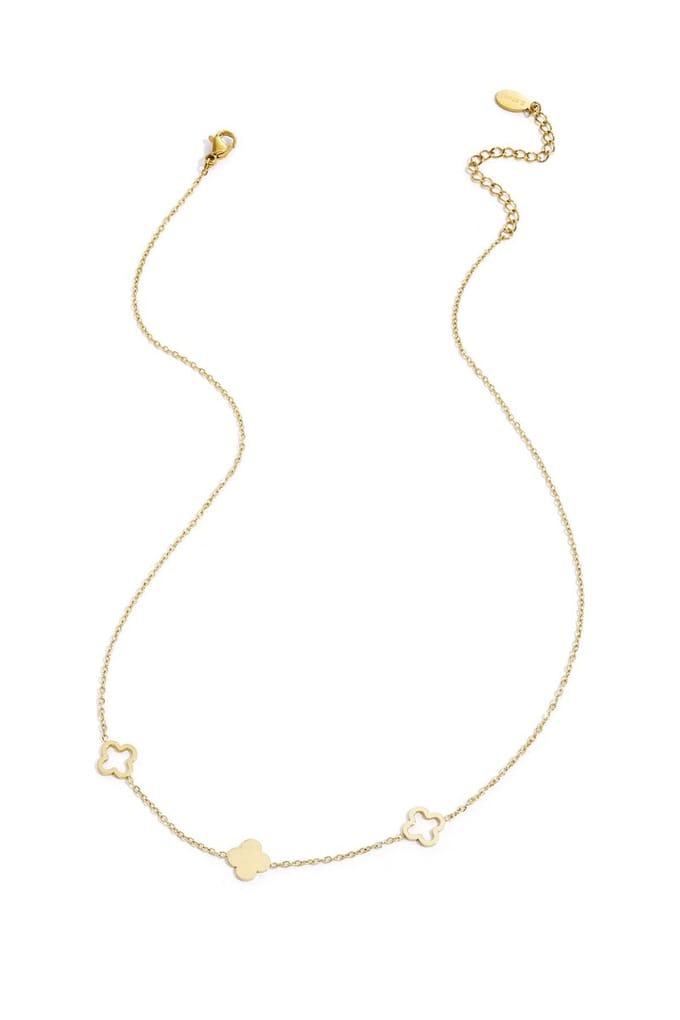 Ketting clover- klavertje vier- goudkleurig