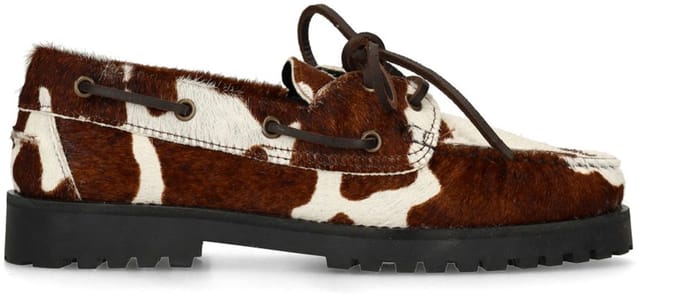 Sacha - Dames - Bruine cow print veterschoenen - Maat 38