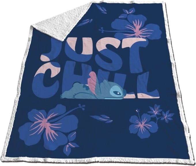 Disney Lilo & Stitch Sherpa Fleeceplaid, Just Chill - 130 x 170 cm - Polyester/fleece