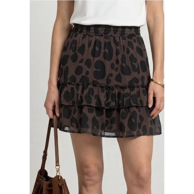 Knielange chiffonrok met print