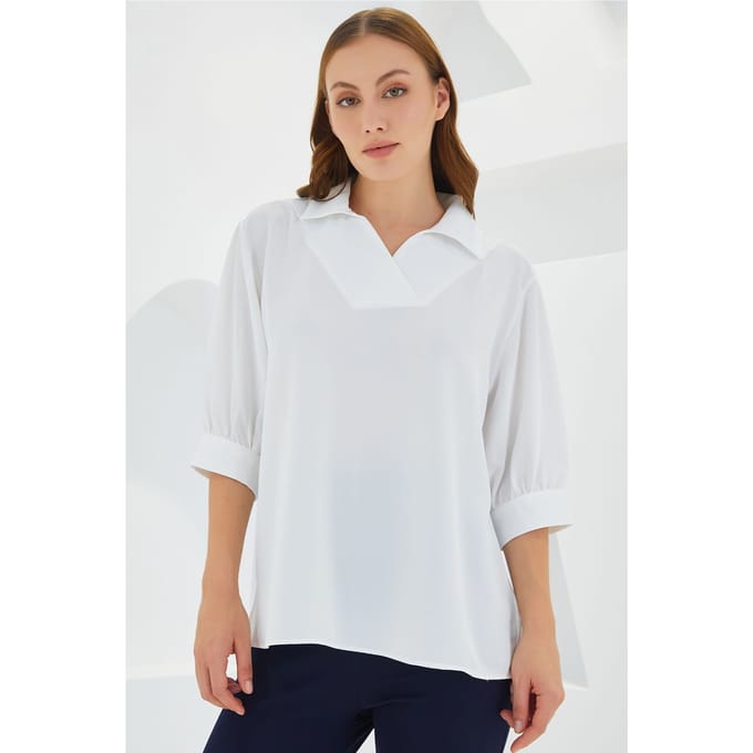 Polo Kraag Losse Pasvorm Blouse