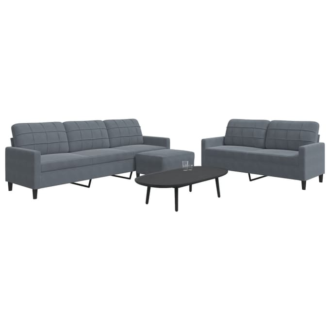 vidaXL - 3-delige - Loungeset - met - kussens - fluweel - donkergrijs