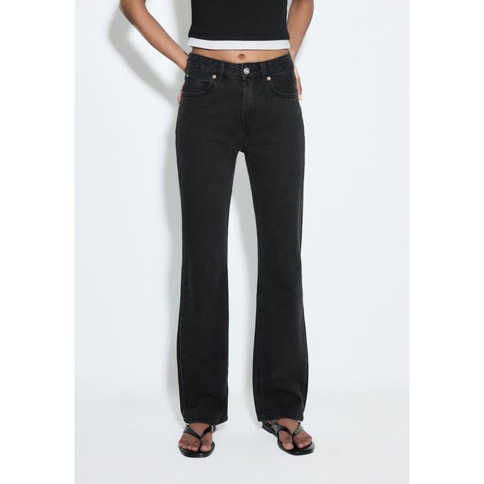 Stradivarius D98 jeans recht model met vintage effect  ZWART EFFECT DENIM WASSING 36