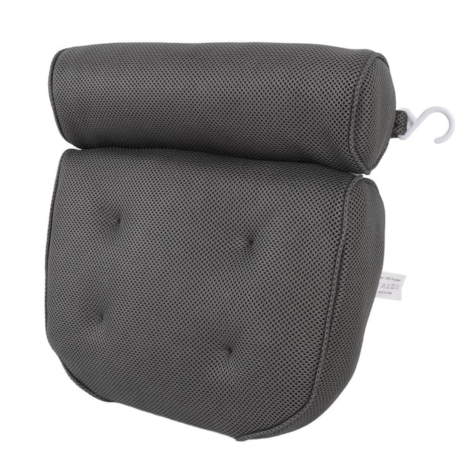 Badkussen met 6 Zuignappen Antislip Sneldrogend Ademend Mesh Badkuip Hoofdsteunkussen black