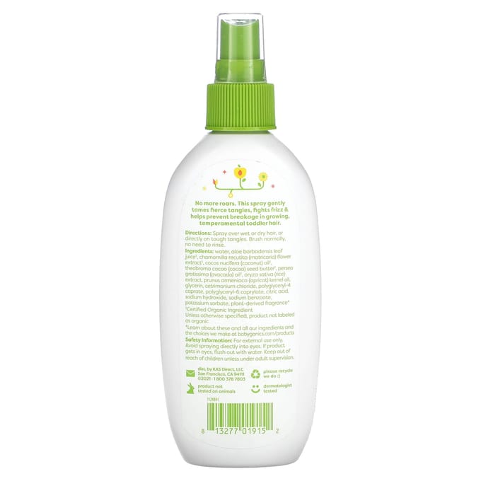 Babyganics, Spray Démêlant pour Tout-Petits, Abricot Camomille, 6 fl oz (177 ml) green