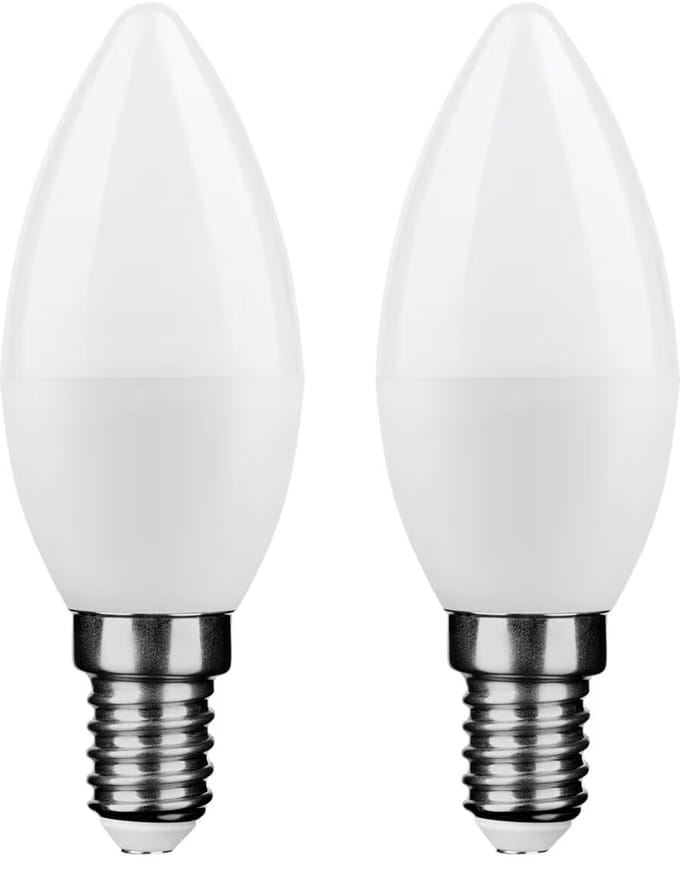 Technik E14 LED Lamp 6W - 540lm - 2700K - Extra Warm Wit - LED Kaarslamp C37 - Vervangt 45W Gloeilamp - 2 stuks