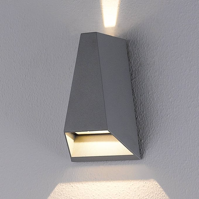 Lucande LED buiten wandlamp Jendrik, hoogte 17 cm, antraciet