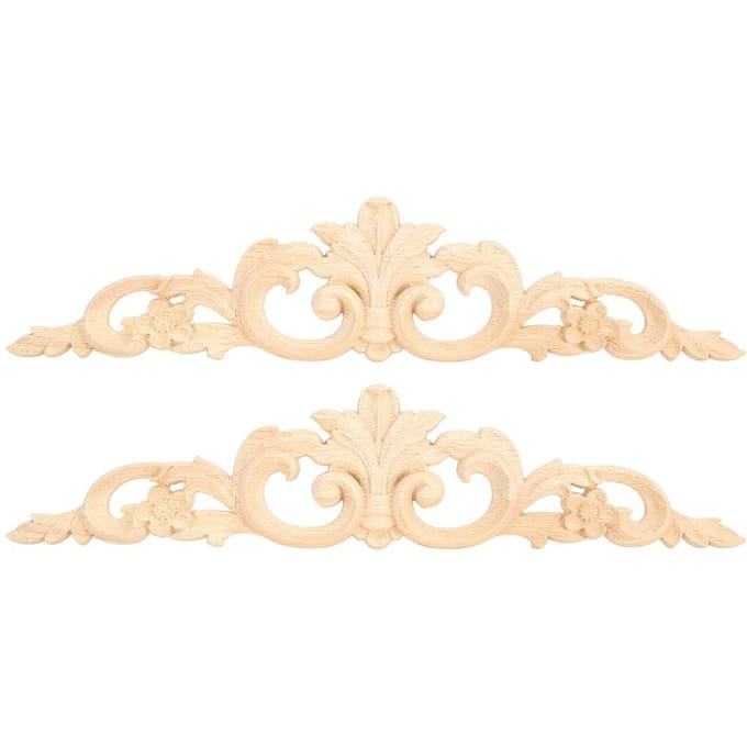 Houtsnijwerk Appliqué in Europese Stijl Meubels Huis Muur Decoratieve Sticker Accessoires beige