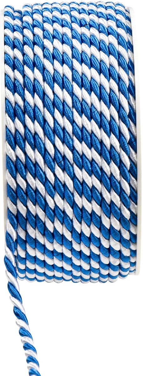 Koord blauw wit cadeaulint sierkoord sierlint 25m