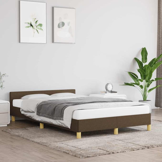 vidaXL - Bedframe - zonder - matras - 120x200 - cm - stof - donkerbruin
