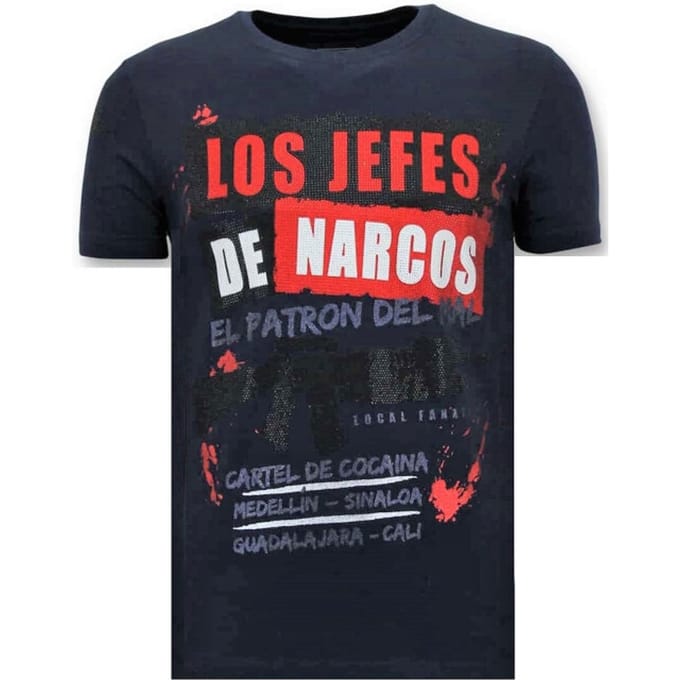 Exclusieve Heren T-shirt - Los Jefes De Narcos - Blauw