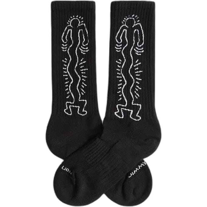 Jimmy Lion unisex sokken athletic dancer zwart (Keith Haring)