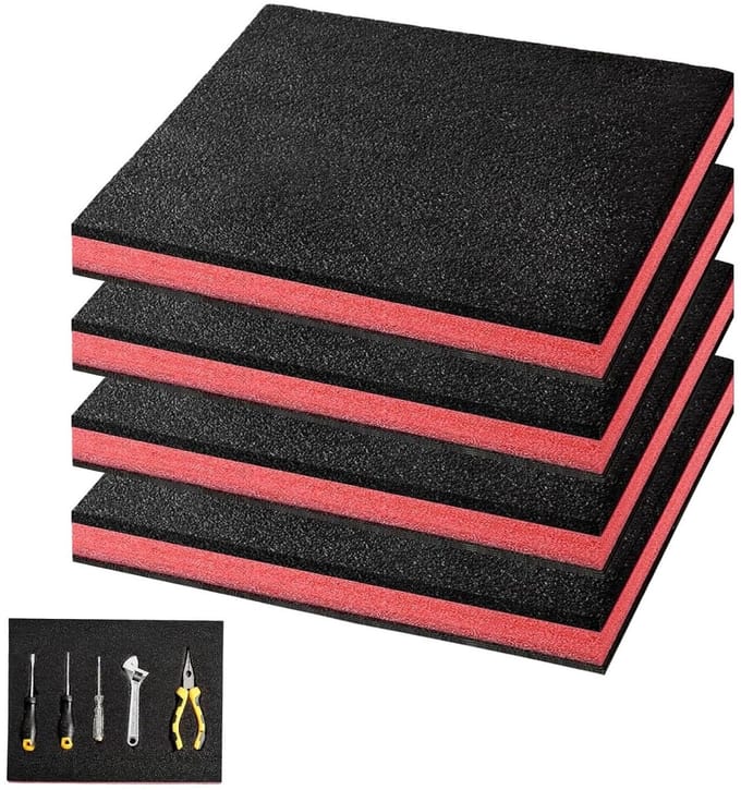 Set van 4 Foam Tool Boxes, 40 x 30 x 4 cm, Verstelbaar Hard Schuim voor Snijden, Verpakking en Opberging