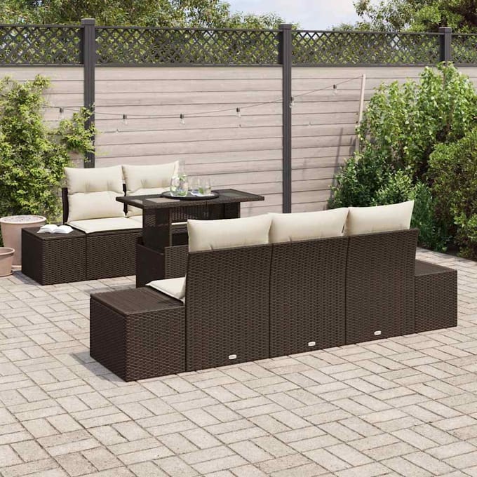 vidaXL - Tuinbank - Set - 6 - st - Bruin - en - Crème - 100 - x - 55 - x - 73 - cm