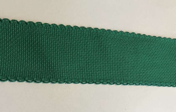 Aida borduurband 5 cm groen 4,5 meter met schulprand